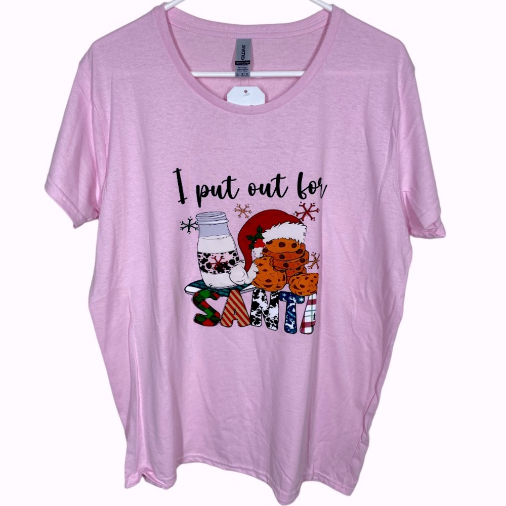 {NEW} Women’s “I put out for Santa” Tee XL Pink